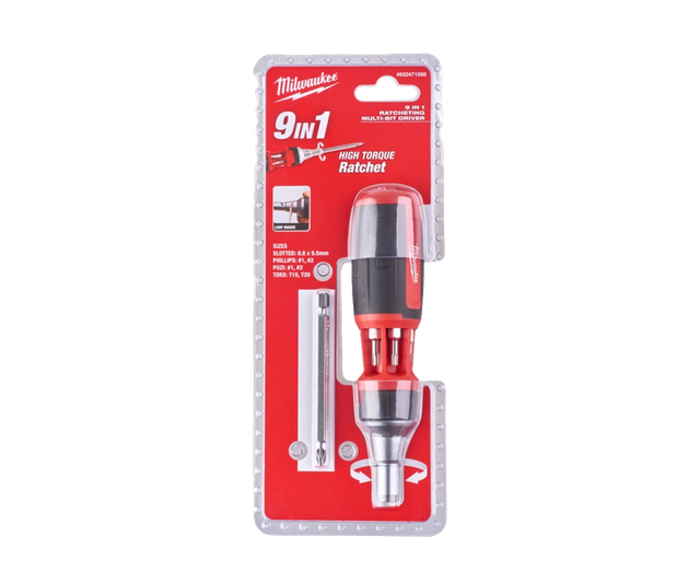 Універсальна викрутка Milwaukee 9 in 1 Ratcheting Multi-bit Screwdriver 4932471598